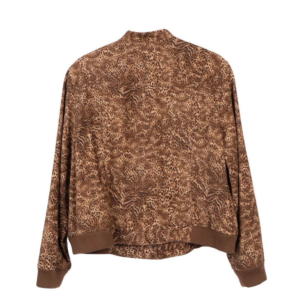 Y2K Leopard Print Jacket Pants Outfit 18 Brown Set Full Zip Napped Casual Pocket - Picture 9 of 9